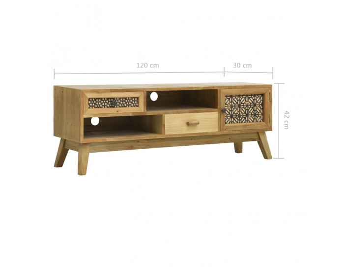 Sonata ТВ шкаф, дърворезба, кафяв, 120x30x42 см, дърво