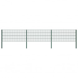 Sonata Ограден панел с колове, желязо, 5,1 м, зелен - Огради