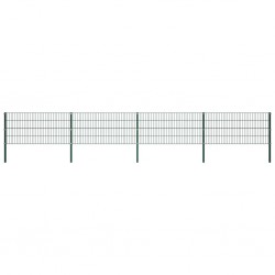 Sonata Ограден панел с колове, желязо, 6,8 м, зелен - Огради