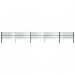 Sonata Ограден панел с колове, желязо, 8,5 м, зелен - Огради