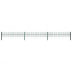 Sonata Ограден панел с колове, желязо, 10,2 м, зелен - Огради