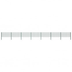 Sonata Ограден панел с колове, желязо, 11,9 м, зелен - Огради