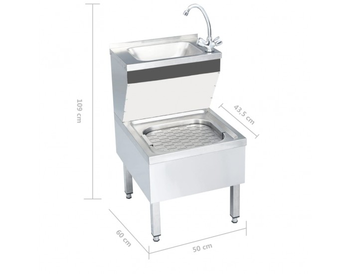 Sonata Търговска мивка за ръце с кранче, свободностояща, инокс