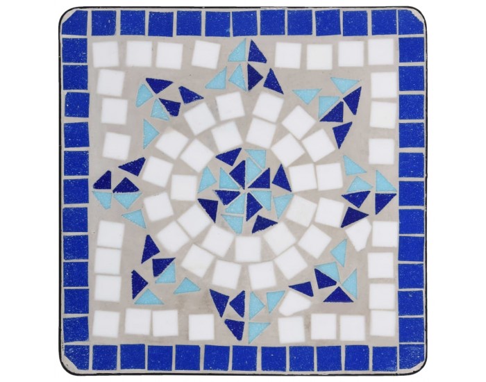 Sonata Мозаечна странична маса, синьо и бяло, керамика
