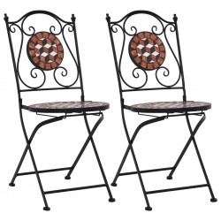 Sonata Мозаечни бистро столове, 2 бр, кафяви, керамика - Градински маси