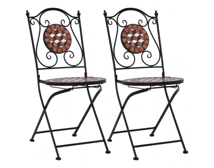 Sonata Мозаечни бистро столове, 2 бр, кафяви, керамика Sonata Мозаечни бистро столове, 2 бр, кафяви, керамика