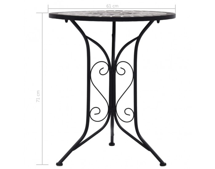 Sonata Мозаечна бистро маса, сива, 61 см, керамика