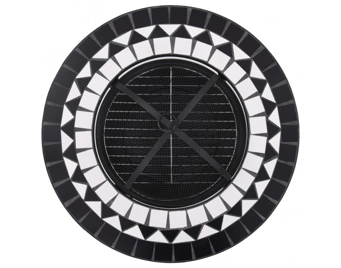 Sonata Мозаечна маса с огнище, черно и бяло, 68 см, керамика