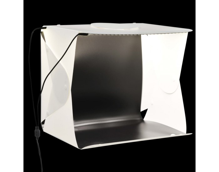 Sonata Сгъваема палатка за продуктова фотография LED 40x34x37 см бяла