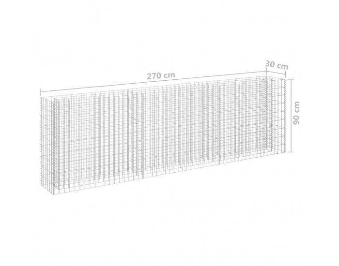 Sonata Габион повдигната леха, поцинкована стомана, 270x30x90 cм