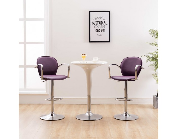 Sonata H Бар табуретки с подлакътници, 2 бр, лилави, изкуствена кожа