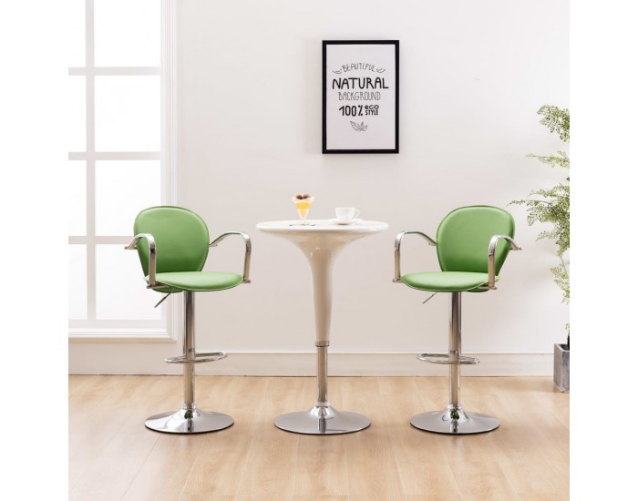Sonata H Бар табуретки с подлакътници, 2 бр, зелени, изкуствена кожа