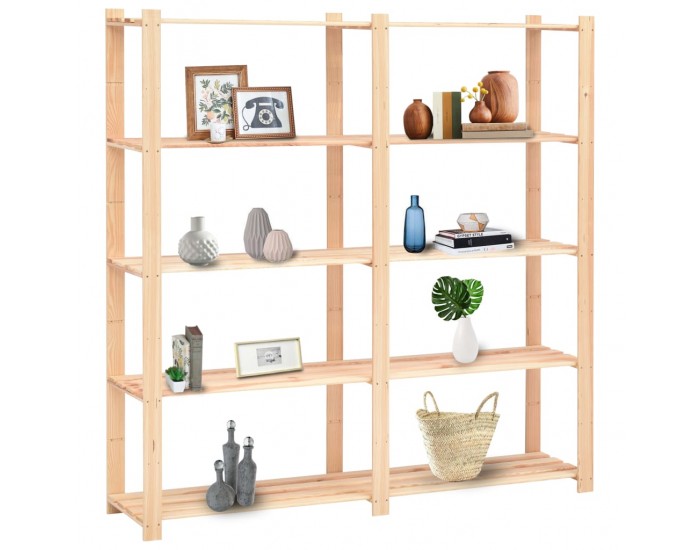 Sonata 5-етажен стелаж, 170x38x170 см, бор масив, 500 кг