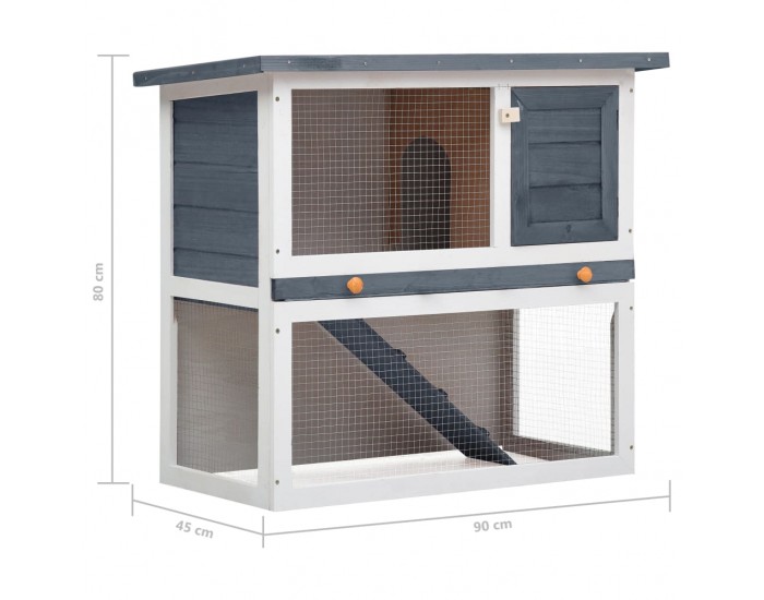 Sonata Външна клетка за зайци, 1 врата, сива, дърво