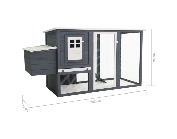 Sonata Кокошарник за открито с 1 отделение за яйца, сив, дървен