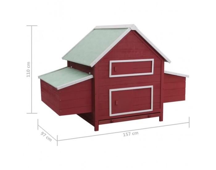 Sonata Птичарник/кокошарник, червен, 157x97x110 cм, дърво