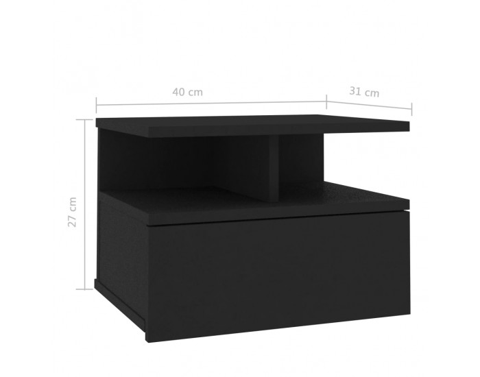 Sonata Нощно шкафче за стена, черно, 40x31x27 см, ПДЧ