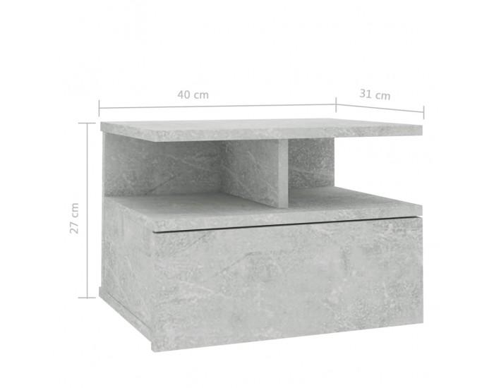 Sonata Нощно шкафче за стена, бетонно сиво, 40x31x27 см, ПДЧ