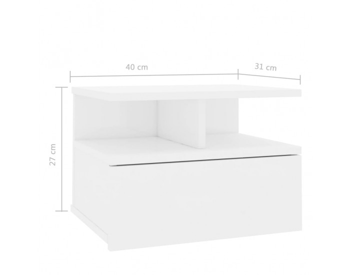 Sonata Нощни шкафчета за стена 2 бр силен бял гланц 40x31x27 см ПДЧ