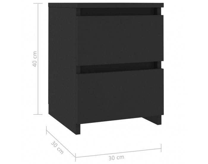 Sonata Нощни шкафчета, 2 бр, черни, 30x30x40 см, ПДЧ