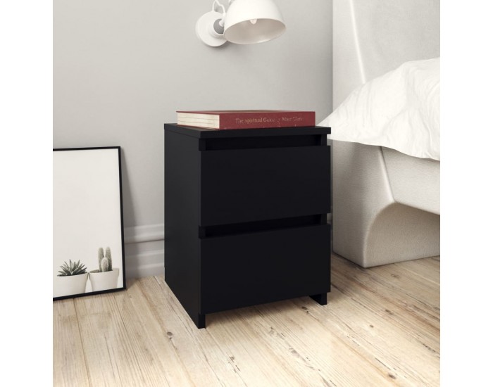 Sonata H Нощни шкафчета, 2 бр, черни, 30x30x40 см, инженерно дърво