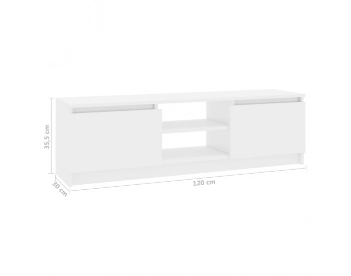 Sonata ТВ шкаф, бяло със силен гланц, 120x30x35,5 см, ПДЧ