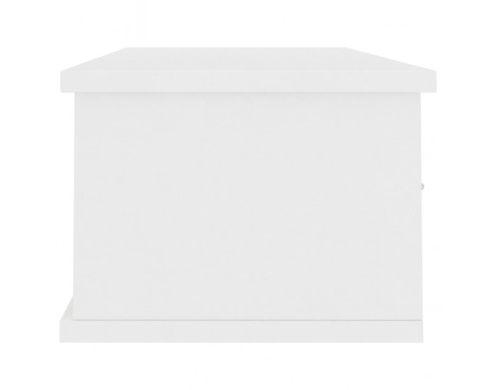 Sonata Стенен рафт с чекмеджета, бял, 90x26x18,5 см, ПДЧ