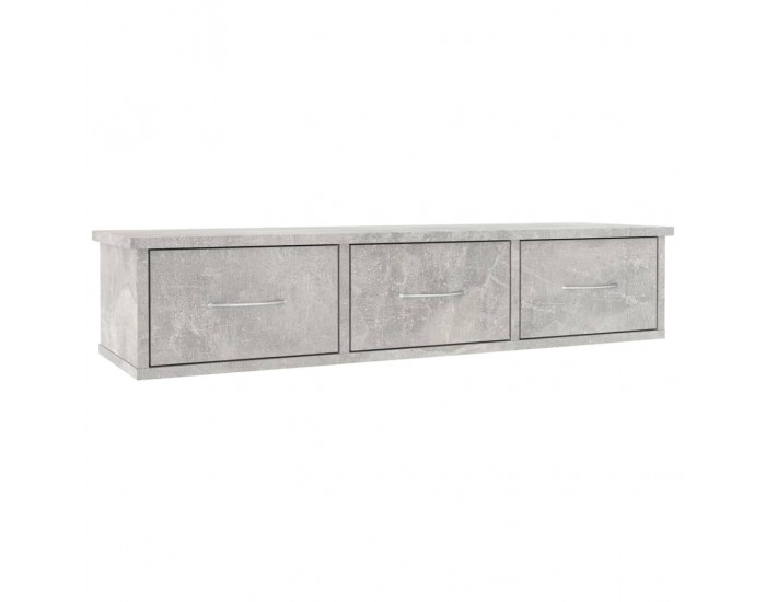 Sonata Стенен рафт с чекмеджета, бетонно сив, 90x26x18,5 см, ПДЧ