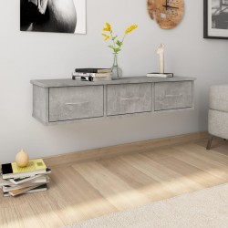 Sonata Стенен рафт с чекмеджета, бетонно сив, 90x26x18,5 см, ПДЧ - Етажерки