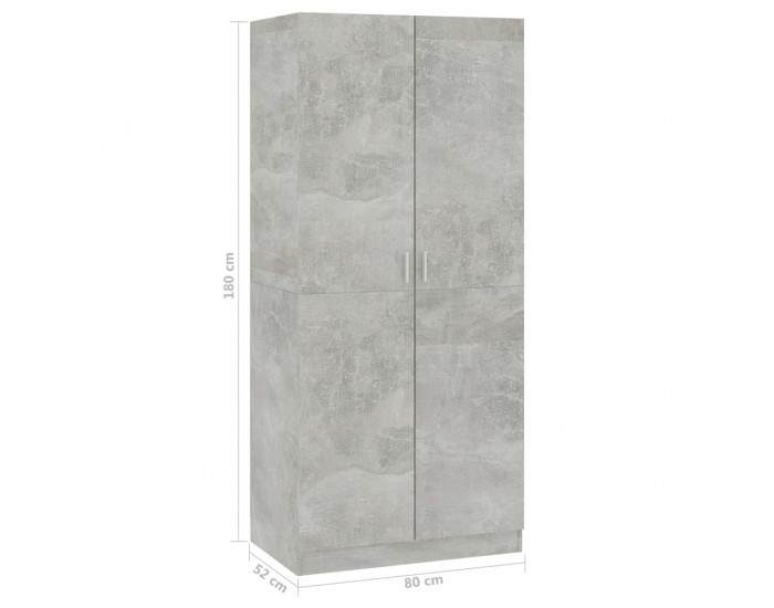Sonata Гардероб, бетонно сив, 80x52x180 см, ПДЧ