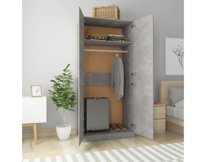 Sonata Гардероб, бетонно сив, 90x52x200 см, ПДЧ