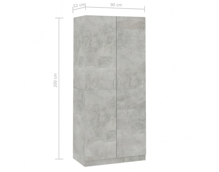 Sonata Гардероб, бетонно сив, 90x52x200 см, ПДЧ