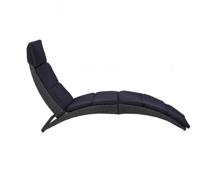 Sonata Шезлонг с шалте, полиратан, черен