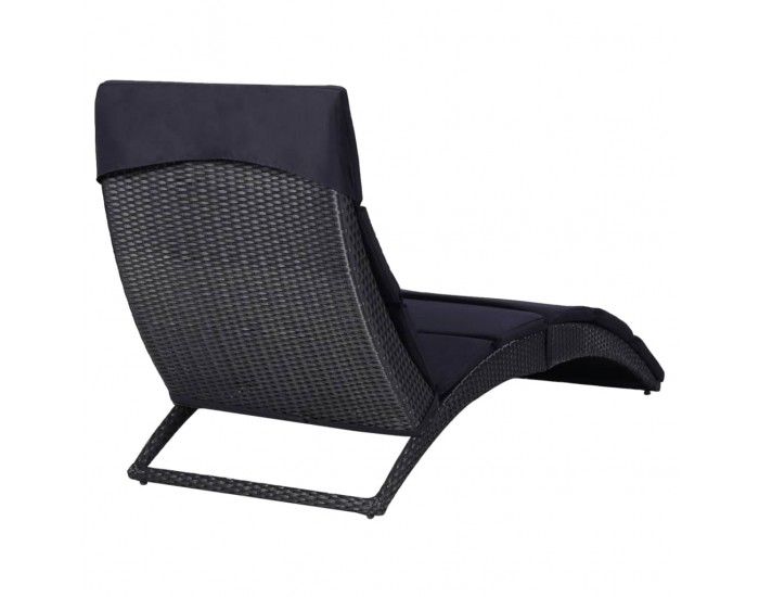 Sonata Шезлонг с шалте, полиратан, черен