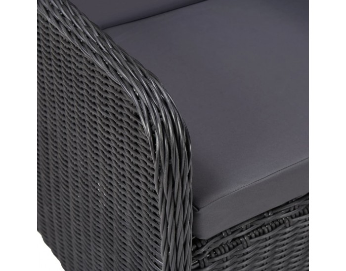 Sonata Градински столове с възглавници, 2 бр, полиратан, черни
