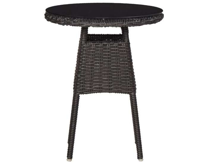 Sonata Градински бистро комплект 3 части с възглавници полиратан черен