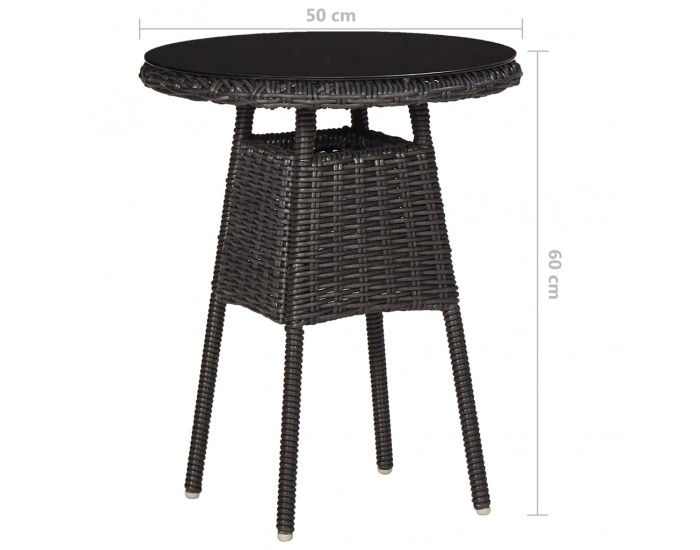 Sonata Градински бистро комплект 3 части с възглавници полиратан черен