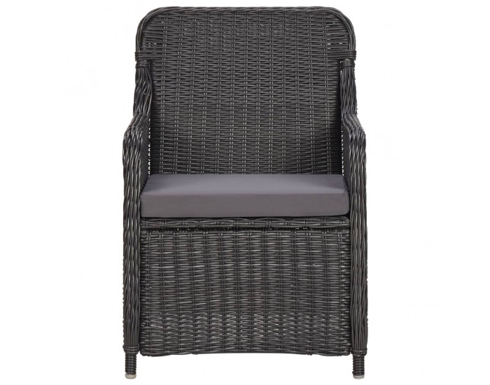 Sonata Градински бистро комплект 3 части с възглавници полиратан черен