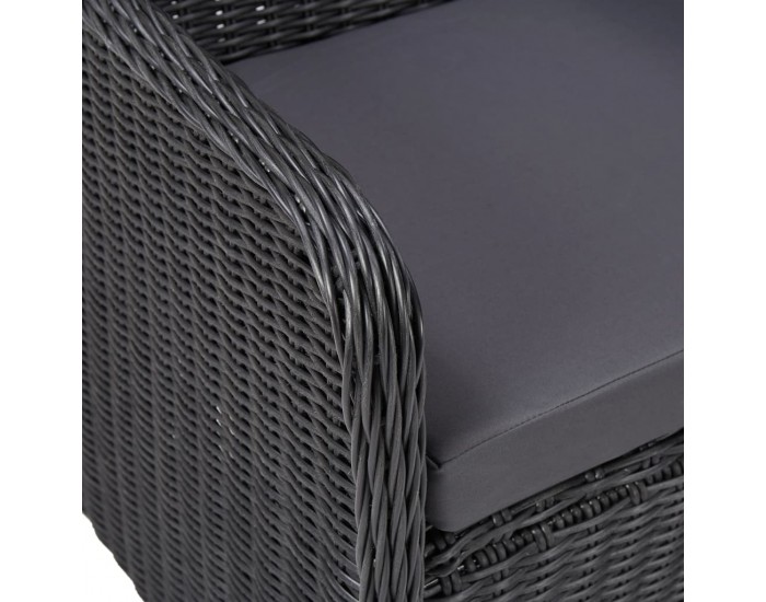 Sonata Градински бистро комплект 3 части с възглавници полиратан черен