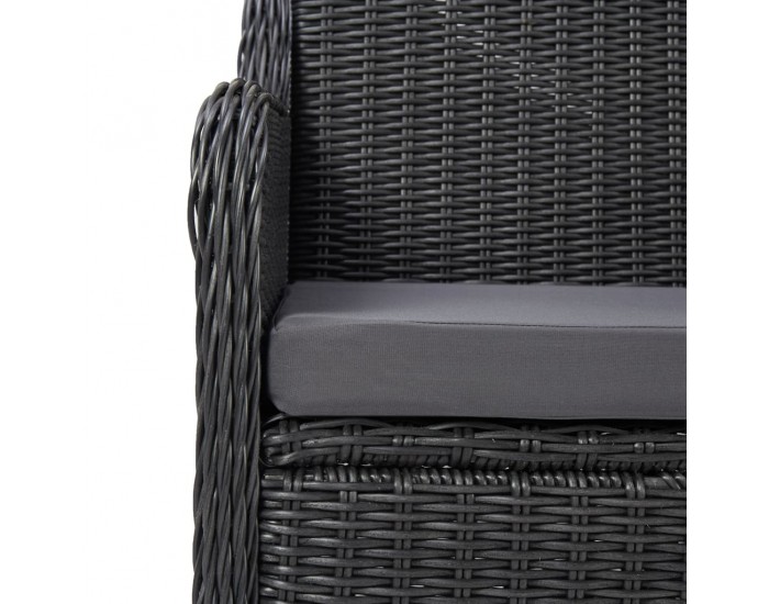 Sonata Градински бистро комплект 3 части с възглавници полиратан черен