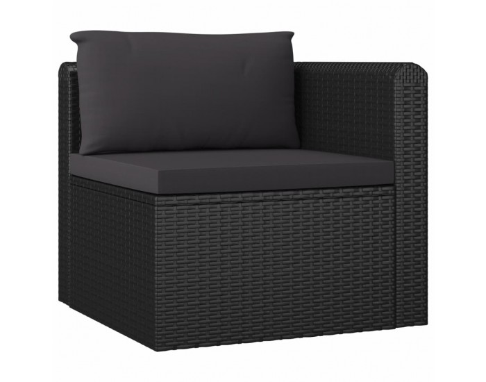 Sonata Градински комплект с възглавници, 4 части, полиратан, черен