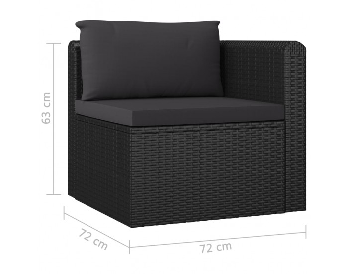 Sonata Градински комплект с възглавници, 4 части, полиратан, черен