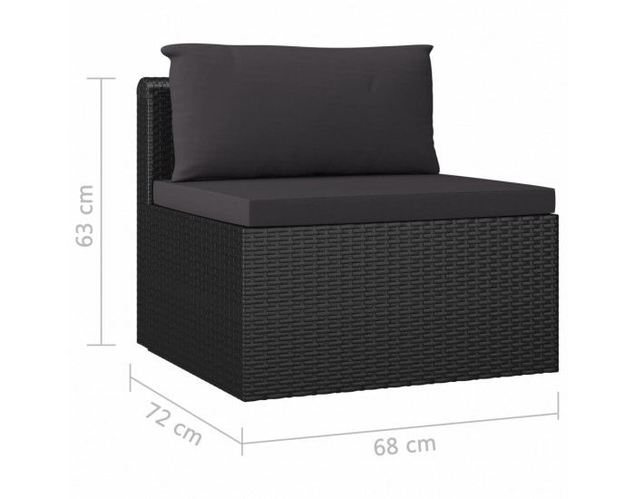 Sonata Градински комплект с възглавници, 4 части, полиратан, черен