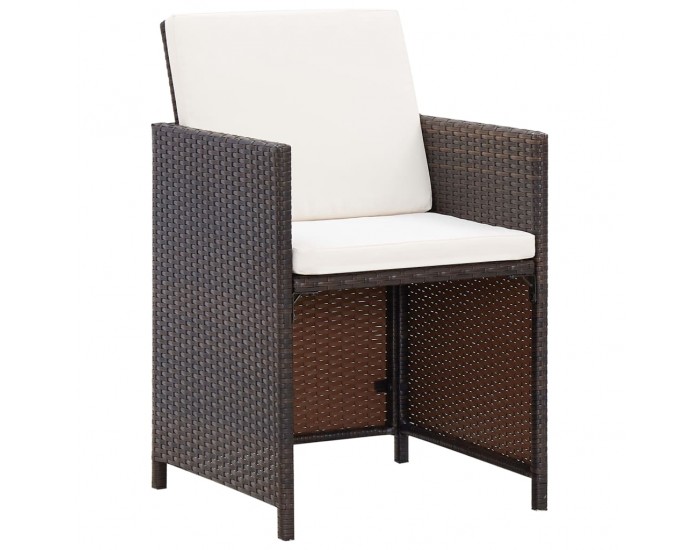 Sonata Градински комплект с възглавници, 5 части, кафяв полиратан