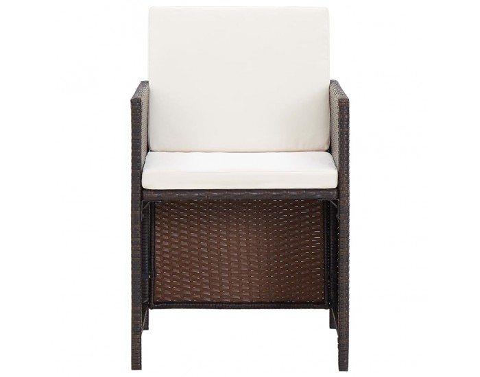 Sonata Градински комплект с възглавници, 5 части, кафяв полиратан