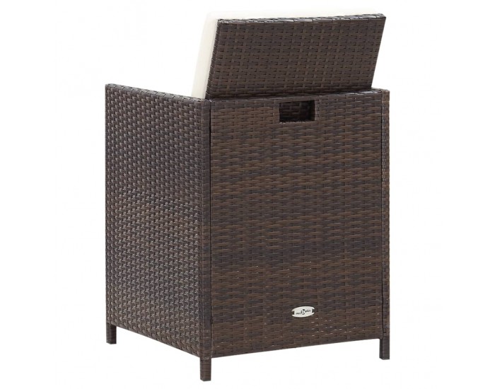 Sonata Градински комплект с възглавници, 5 части, кафяв полиратан