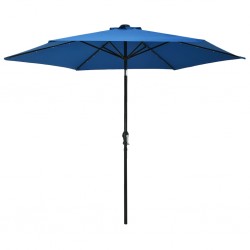 Sonata Градински чадър с LED лампички и стоманен прът, 300 см, син - Градина