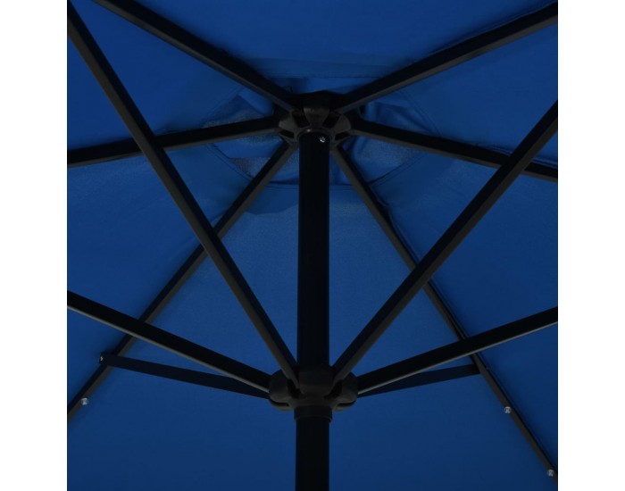 Sonata Градински чадър с LED лампички и стоманен прът, 300 см, син