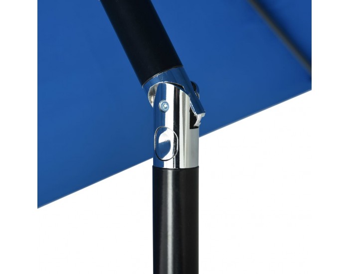 Sonata Градински чадър с LED лампички и стоманен прът, 300 см, син