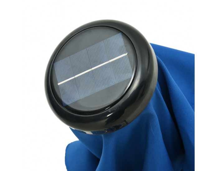 Sonata Градински чадър с LED лампички и стоманен прът, 300 см, син